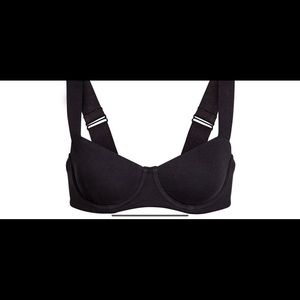 SKIMS cotton wide strap balconette bra in black